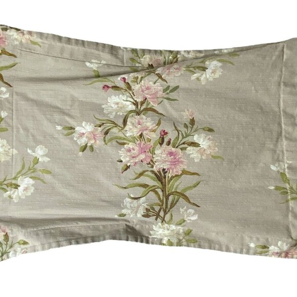 Pair of Pillow Shams Standard Size by Country Curtains Beige Floral 100% Cotton - Picture 1 of 13